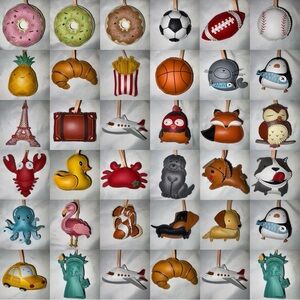 Bag Charms - travel, pets, sports animals, food themes